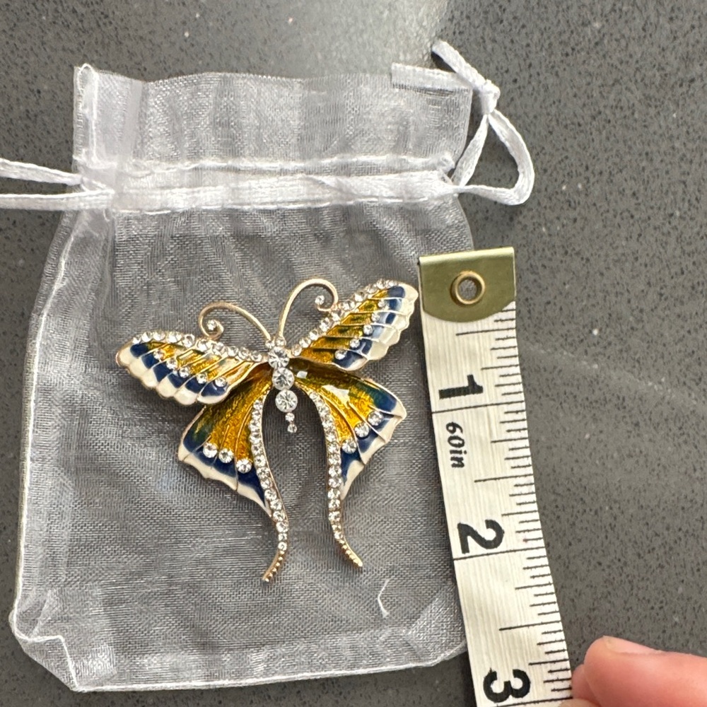 Elegant Butterfly Brooch with Crystals